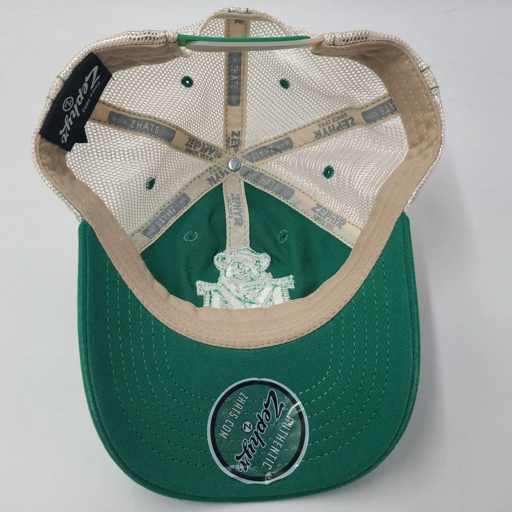 Marshall Thundering Herd Hat Snapback Trucker‎ Mesh Zephyr Green Beige NCAA Men